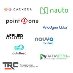 New PAVE member logos: Carmera, nauto, Velodyne Lidar, Dataspeed, TRC, Applied Intuition, Point One Navigation, and autofleet