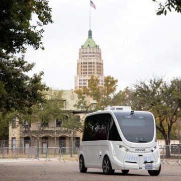 Navya Shuttle on a quiet street