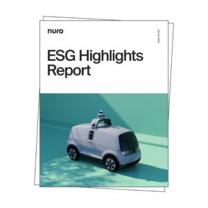 Nuro report cover showing a Nuro vehicle