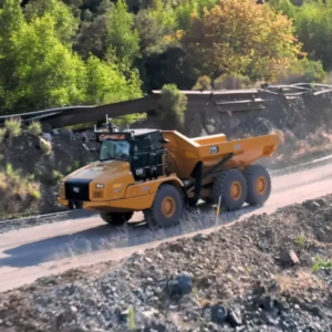 Heavy duty machinery on a dirt road